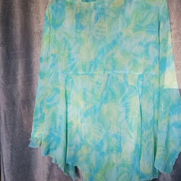 Coldwater Creek Sheer Beach Top Blouse Green XL - Picture 10 of 16